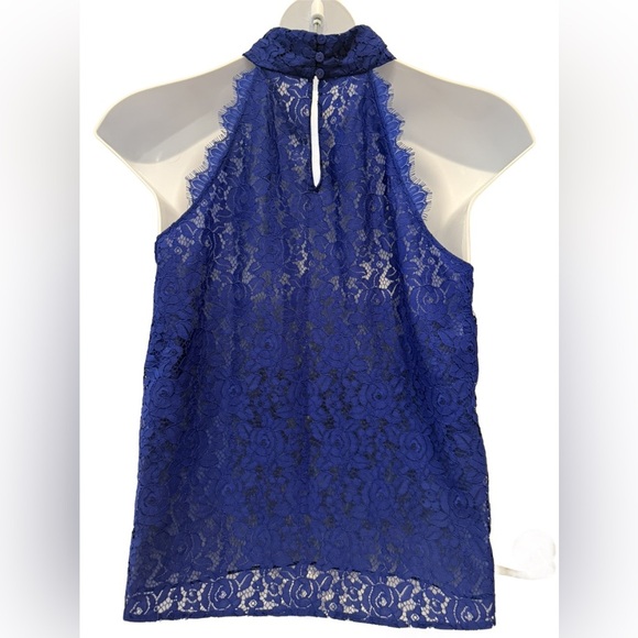 Diane Von Furstenberg Jemmie Blue Lace Halter Top. Large - Picture 5 of 7
